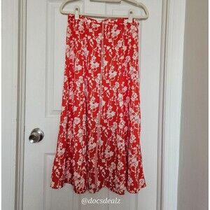 Max Studio Flowy Skirt Orange Floral Pattern Women's Medium